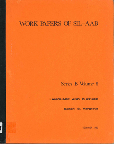 Book, Susanne Hargrave, Language and culture. Work papers of SIL-AAB, Series B, Volume 8, 1982