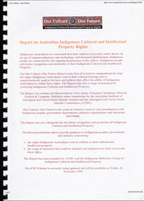 Book, Terri Janke, Our culture : our future : report on Australian Indigenous cultural and intellectual property rights, 1998