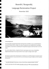 Book, Bunganditj Language Reclamation Working Party, Boandik/Bunganditj language reclamation project, 2012