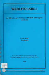 Book, Colin Youl Japaljarri, Warlpiri-Kirli : an introductory course in Warlpiri for English speakers, 1992
