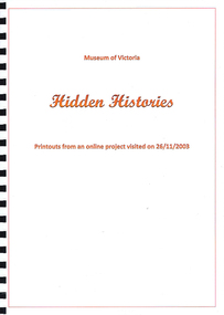 Book, Museum of Victoria, Hidden histories, 2003