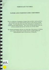 Book, et al, North East Victoria : papers and unedited family histories