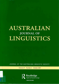 Journal, The Australian Linguistic Society, Australian journal of linguistics, 2007
