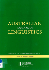 Journal, The Australian Linguistic Society, Australian journal of linguistics, 2007