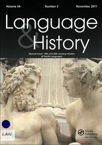 Journal, William B McGregor, Language and history : special issue on 19th and 20th century studies of Pacific Languages, 2011