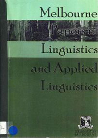 Journal, Department of Linguistics &? Applied Linguistics University of Melbourne, Melbourne papers in linguistics and applied linguistics, 2000