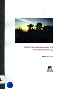 Journal, Department of Linguistics &? Applied Linguistics University of Melbourne, Melbourne papers in linguistics and applied linguistics, 2001