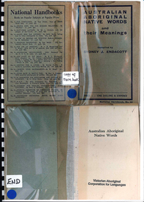 Leaflet, Sydney J Endacott, Australian Aboriginal native words and their meanings, 1944