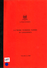 Periodical, La Trobe University Department of Linguistics, La Trobe working papers in linguistics, 1989
