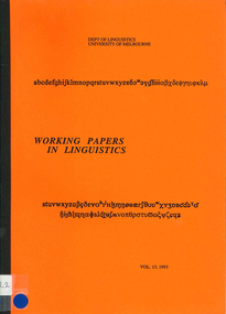 Periodical, University of Melbourne Linguistics Section, Working papers in linguistics, 1993