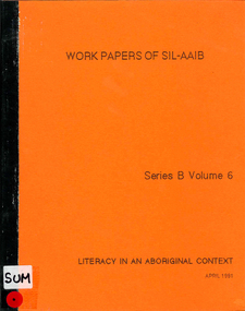 Periodical, Susanne Hargrave, Literacy in an Aboriginal context : work papers of SIL-AAB, 1981