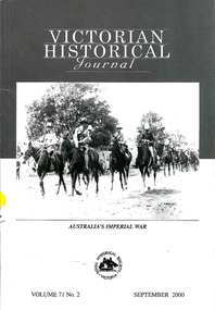 Periodical, Royal Historical Society of Victoria, Victorian historical journal : Australia's imperial war, 2000