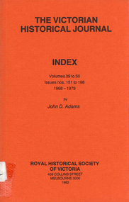 Periodical, Royal Historical Society of Victoria, Victorian historical journal. Index, 1982