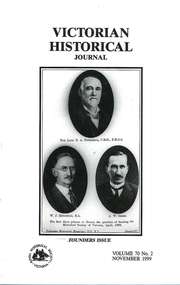 Periodical, Royal Historical Society of Victoria, Victorian historical journal : founders issue, 1999