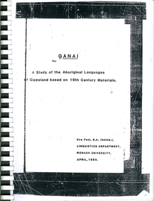 Thesis, Cathrine Koukmenides, Pronouns as evidence for genetic relationships in Victorian languages, 1997