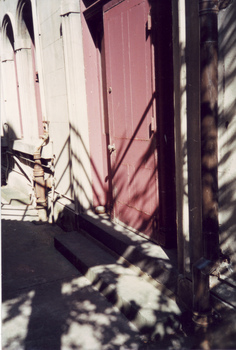 Rear door from the alcove of the housekeeper's room