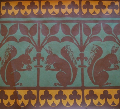 Wallpaper sample of a dado by Morris & Co / Squirrels