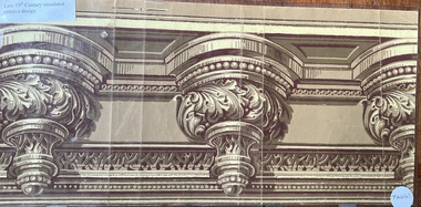 Wallpaper sample - Simulated cornice design, late 19th century