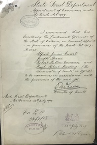 Document, Appointment of examiners under the Forests Act, 1908