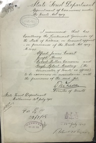 Document, Appointment of Examiners under the Forests Act, 1908