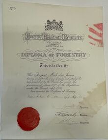 Diploma of Forestry certificate, 1941