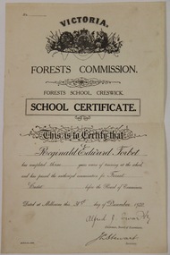 Document, Victorian School of Forestry, 1920