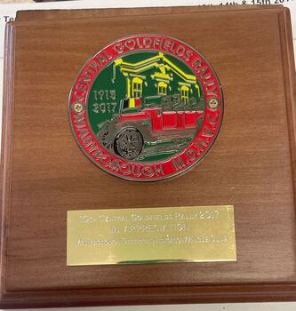 Plaque from the Memorabilia from the MDHVC for the car rally