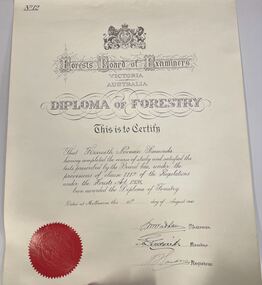 Diploma of Forestry certificate 