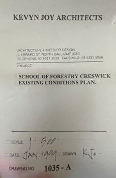 School of Forestry Creswick Existing Conditions Plan