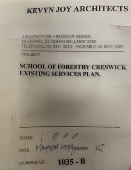 Services map of the School of Forestry Creswick