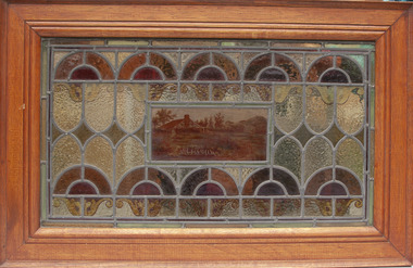 Decorative object - Stained Glass Window, Leadlight stained and painted glass Window, Late19th century