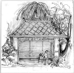 Artwork, other - Ink drawing, Margaret Donald, Summer House Ink drawing, c. 1999