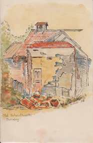 Drawing - Sketch, watercolour, Old Schoolhouse Burnley S.G.S. 48, 1948