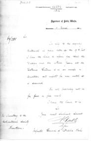 Letter, Department of Public Works et al, Letter from Inspector General of Public Works re unsafe bridge over River Yarra, 11/3/1864