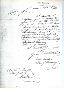 Letter, Police Department et al, Letter from the Police Department to Mr John Toon Honorary Secretary Horticultural Society Hawthorn, 1864