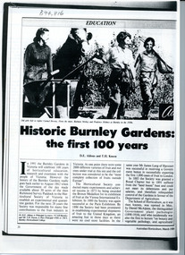 Article, D.H. Aldous, Historic Burnley Gardens: the first 100 years, 1989