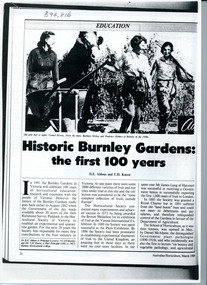 Article, D.H. Aldous et al, Historic Burnley Gardens: the first 100 years, 1989