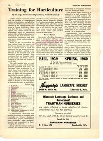 Document - Journal Extract, American Nurseryman, Training for Horticulture, American Nurseryman, c. 1959