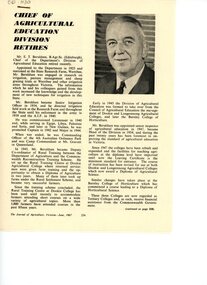 Article - Journal Article, Journal of Agriculture, Chief of Agricultural Education Division retires, 1967