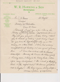 Letter, W.R. Hawkins, Letter from W. R. Hawkins, 1948