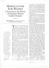 Journal, Rowan Wilken, Horticulture for Women. A Foreword to the History of Australian Women Garden Designers, March/April 1998
