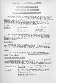 Document, Department of Agriculture, Burnley College of Horticulture Course Outlines: Department of Agriculture, 1958-1969