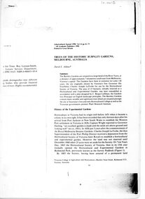 Article - Journal Article, D.F. Aldous, Trees of the historic Burnley Gardens, Melbourne, Australia, 1990
