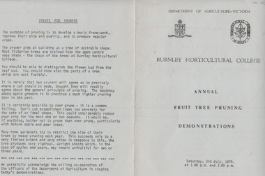 Flyer, Annual fruit tree pruning demonstrations, 1976