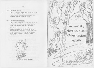 Boolet - Brochure, Amenity horticulture orientation walk, c. 1970