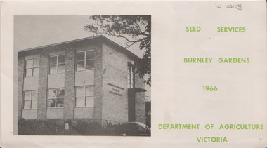 Document, Seed services Burnley Gardens 1966, 1966