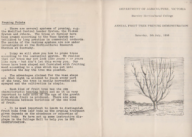 Pamphlet, Annual fruit tree pruning demonstration, 1958