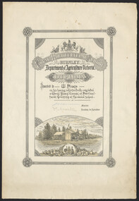 Certificate - Diploma certificate, Royal Horticultural School, Burnley, Department of Agriculture Victoria, Diploma, c. 1891