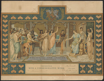 Certificate - Award Certificate, Colonial  & Indian Exhibition Commerative Medal 1886 Framed Copy MISSING, 1886