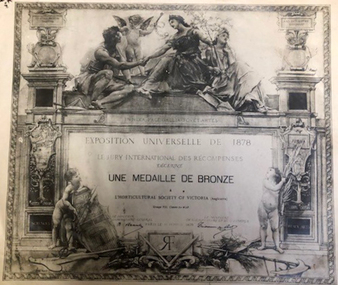 Certificate, Exposition Universelle de 1878, 1878